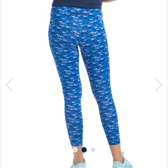 Vineyard Vines Blue Whale Print Performance Leggings Size S Pocket Gym Active - Picture 11 of 11